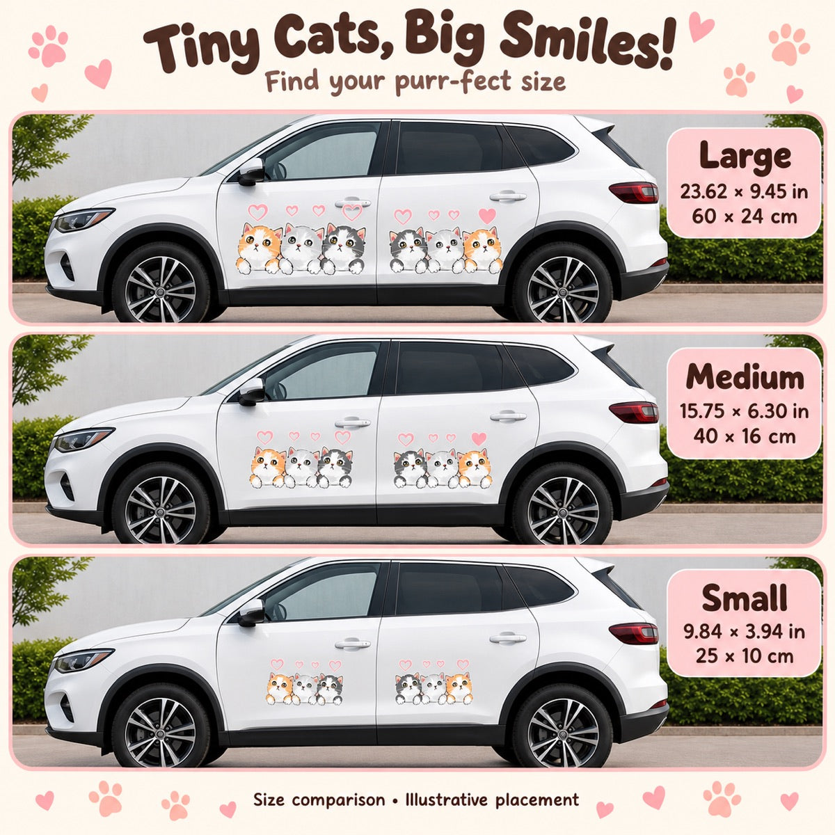 Peeking Kittens Car Decal – Watercolor Cat Scratch Cover Sticker for Car Door & Bumper, Waterproof, Left/Right Facing, 3 Sizes