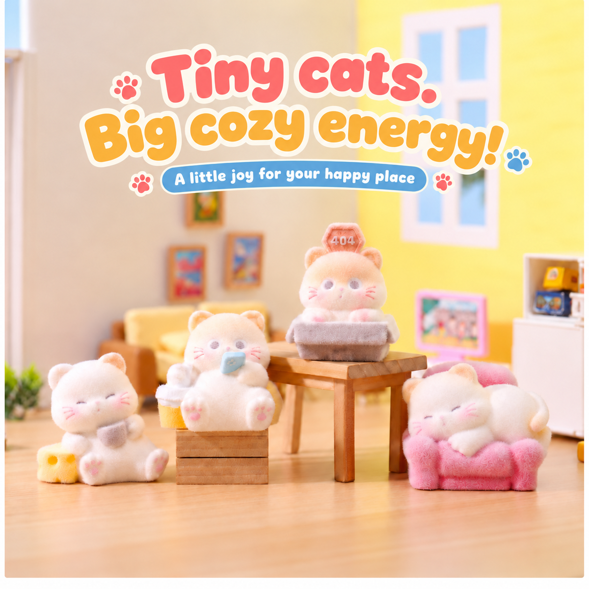 Cozy Cat Club – Flocked Cat Figurine Blind Box, 8 Designs + Secret (1/36)