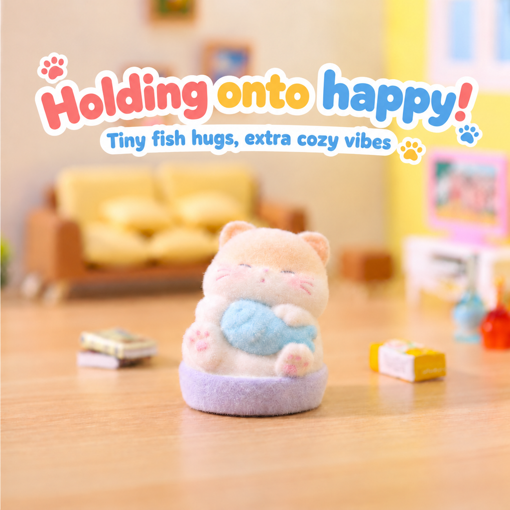 Cozy Cat Club – Flocked Cat Figurine Blind Box, 8 Designs + Secret (1/36)