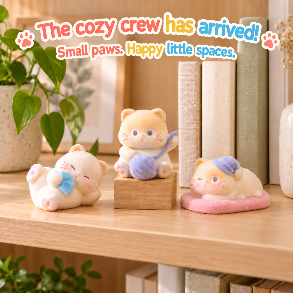 Cozy Cat Club – Flocked Cat Figurine Blind Box, 8 Designs + Secret (1/36)