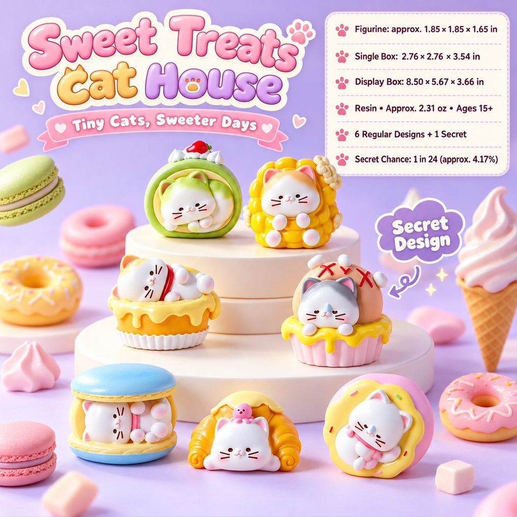 Sweet Treats Cat House – Dessert Cat Blind Box, 6 Designs + Secret (1 Box / Full Set)