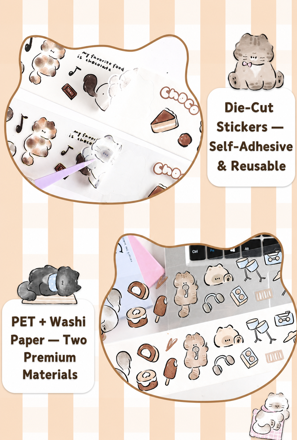 Good Meow Log Washi Tape Box Set | 6 Rolls, 2 Styles