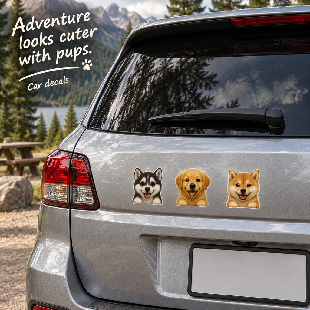 Peeking Pups — Cute Dog Car Decals ｜7 Styles & 2 Sizes