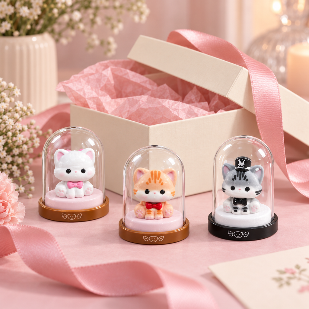 Meow Meow Dome Cats Blind Box – Flocked Kitten in Display Dome, 12 Breeds + 2 Secrets