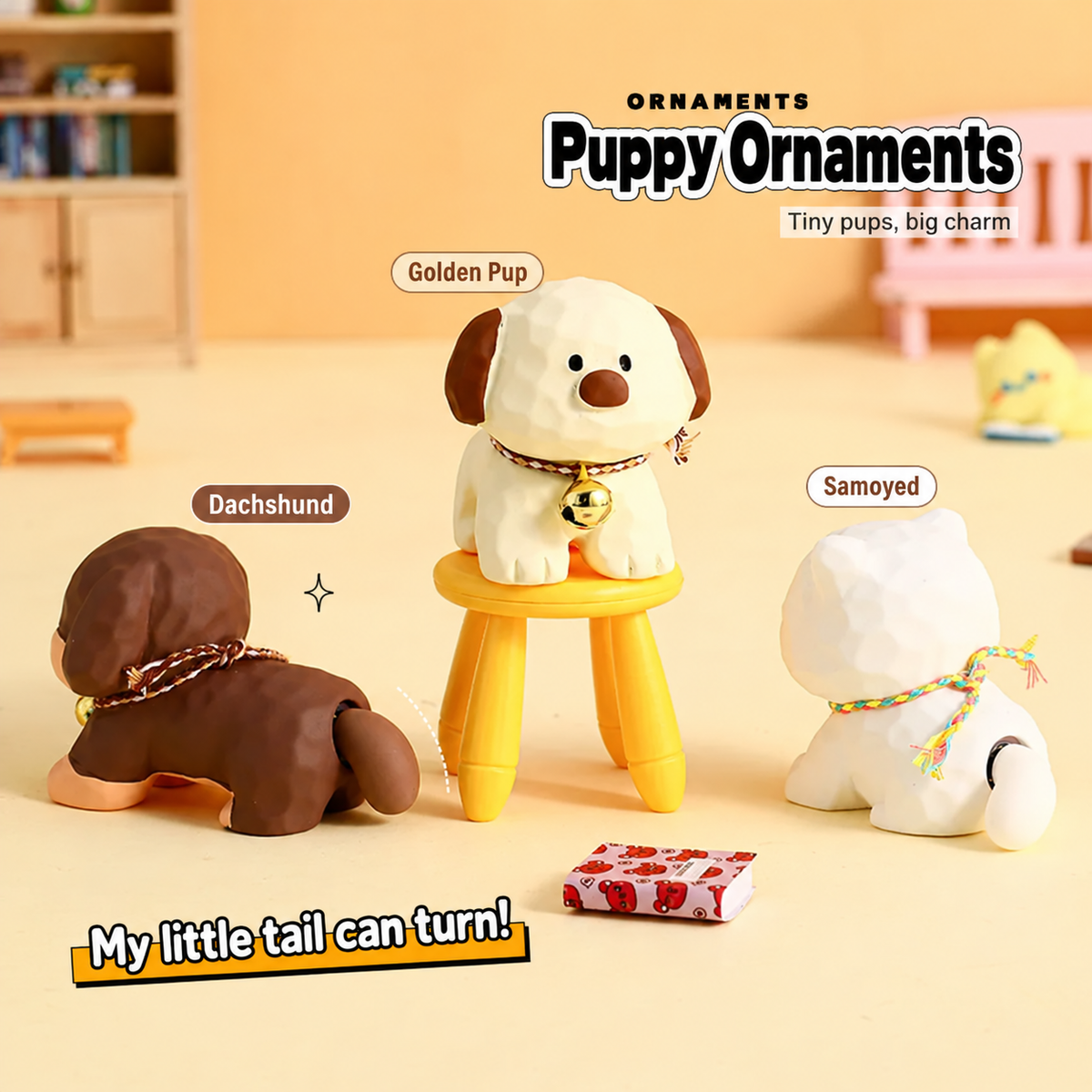 Lucky Puppy Resin Ornament – Cute Wagging Tail Dog Figurine