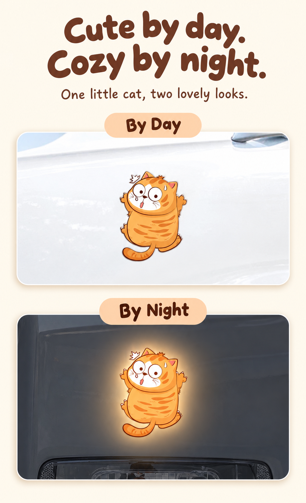 Reflective Cat Car Decal Set – Night Safety Kitty Stickers for Cars, Bikes & Scooters, 3-Piece Sets