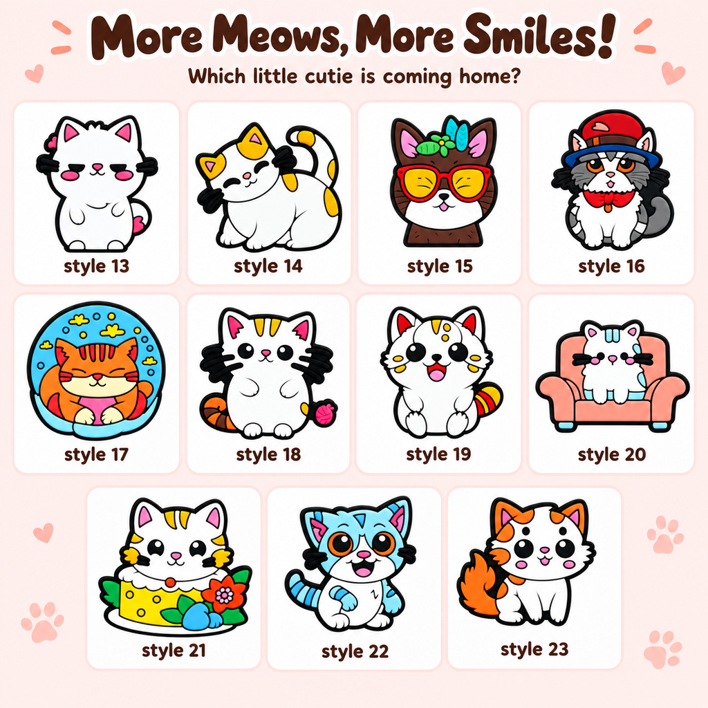Purr-sonality Cats – Mini PVC Fridge Magnets, 19 Styles