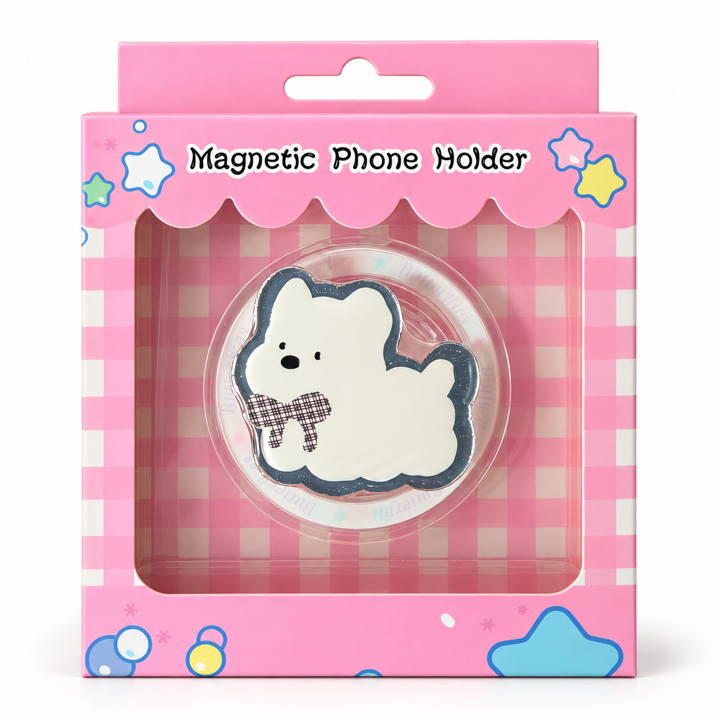 Cute Westie Puppy MagSafe Phone Stand | Bow-Tie Alloy Grip