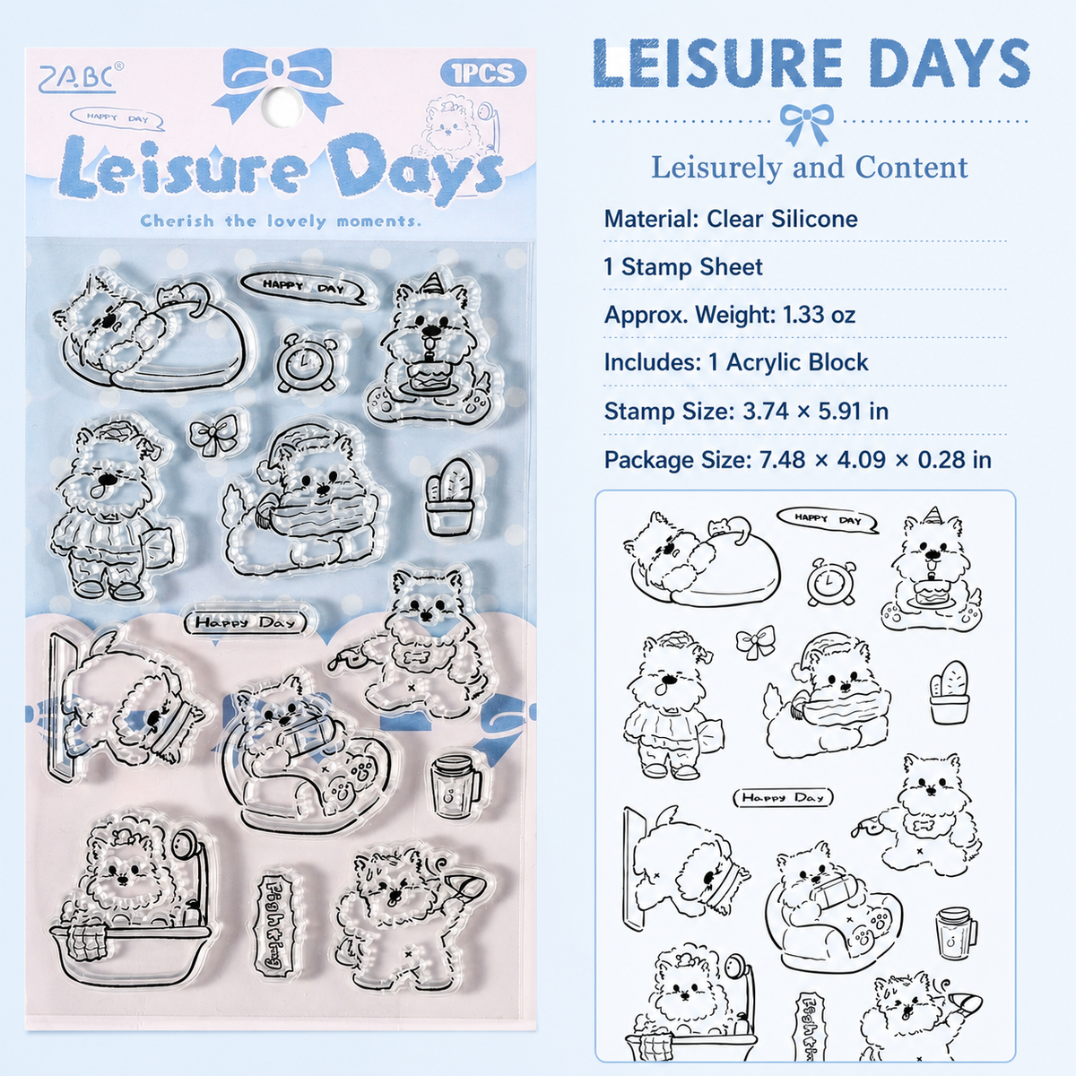 Stray Dog Clear Silicone Stamp Sheets | 4 Styles, with Free Acrylic Handle
