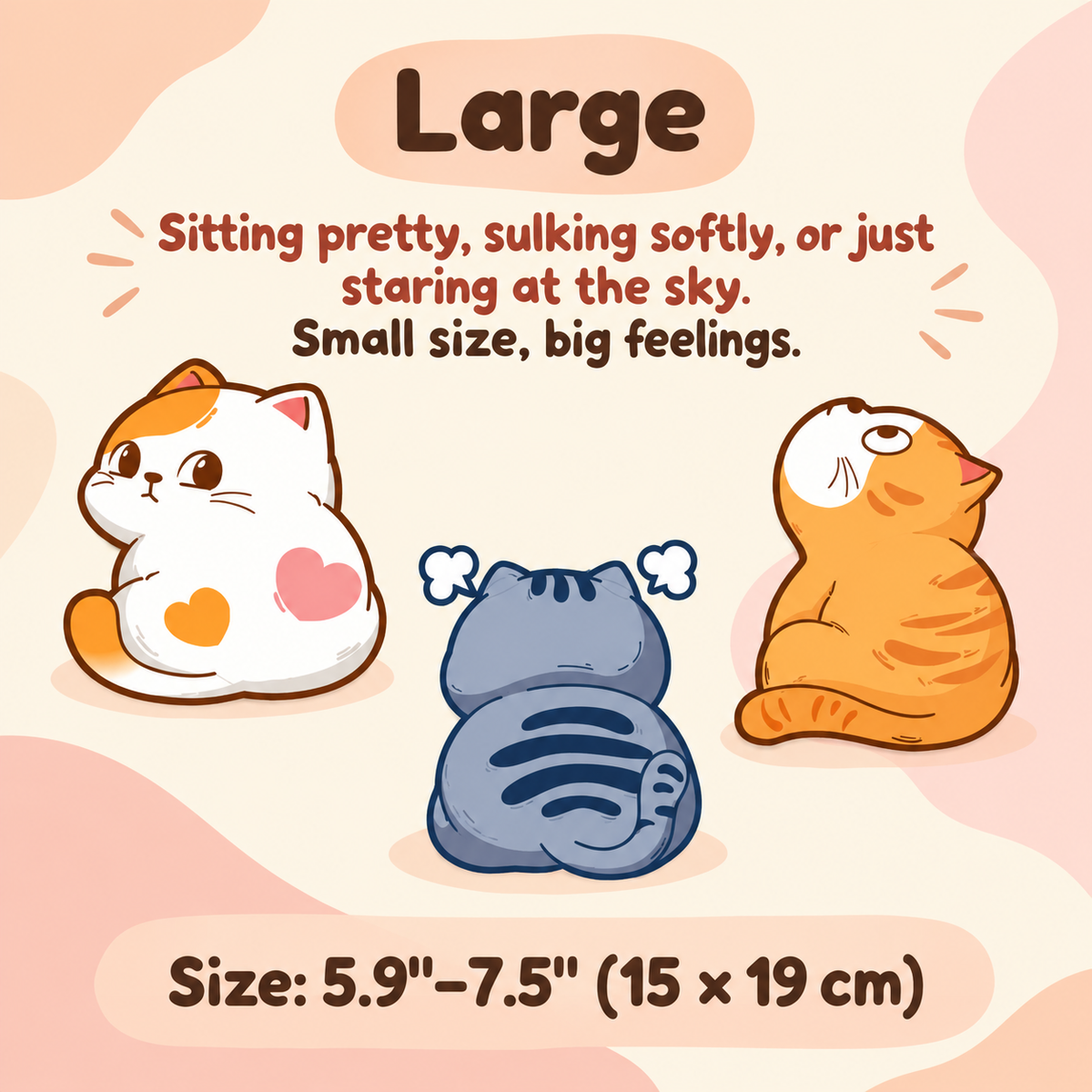 Cartoon Cat Trio Car Decal – Scratch Cover Sticker Set for Car Body & Bumper, Waterproof, 3 Styles & 3 Sizes