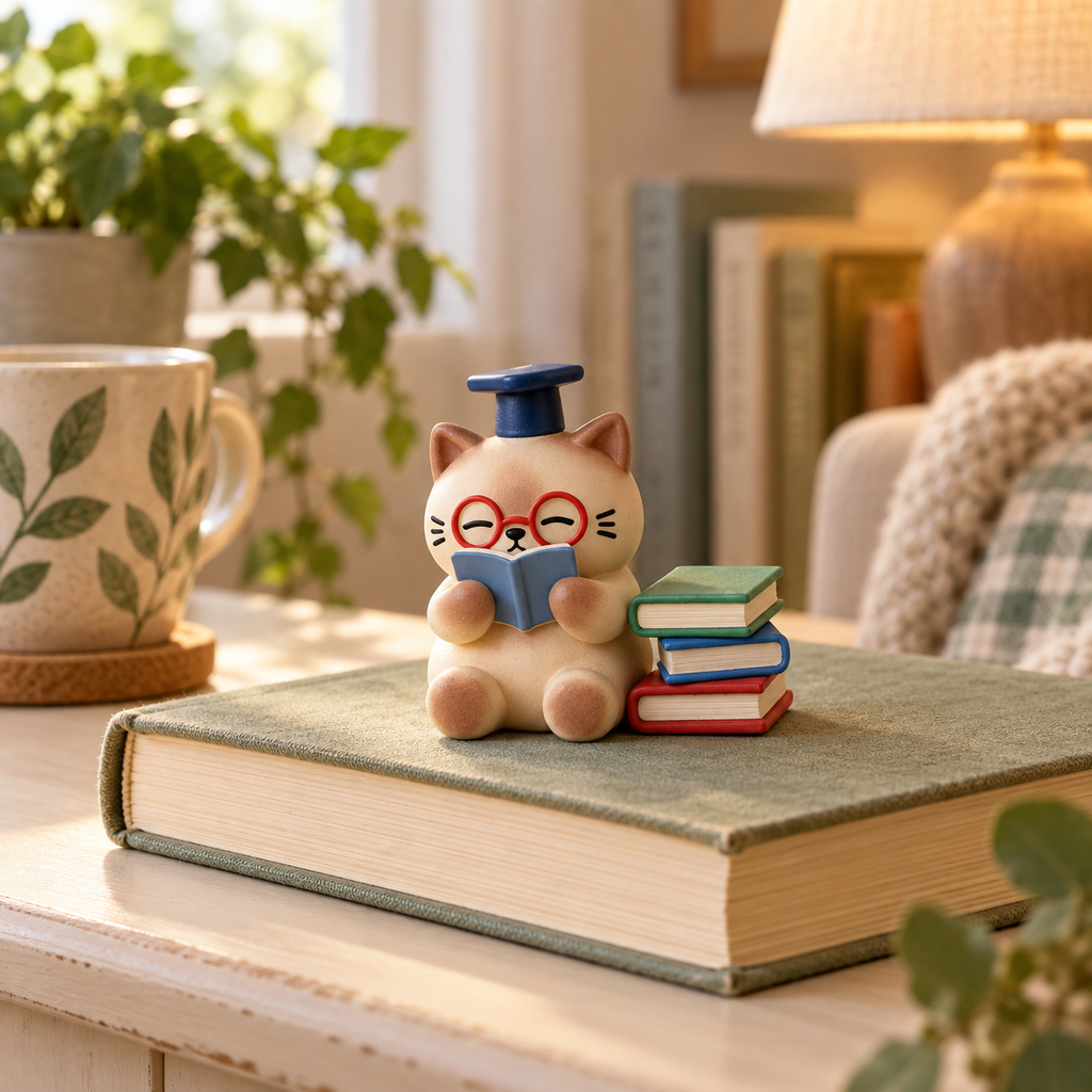 Meow Meow Slow Life Blind Box – Cute Resin Cat Figurines, 6 designs + 1 secret (1 Box / Full Set)