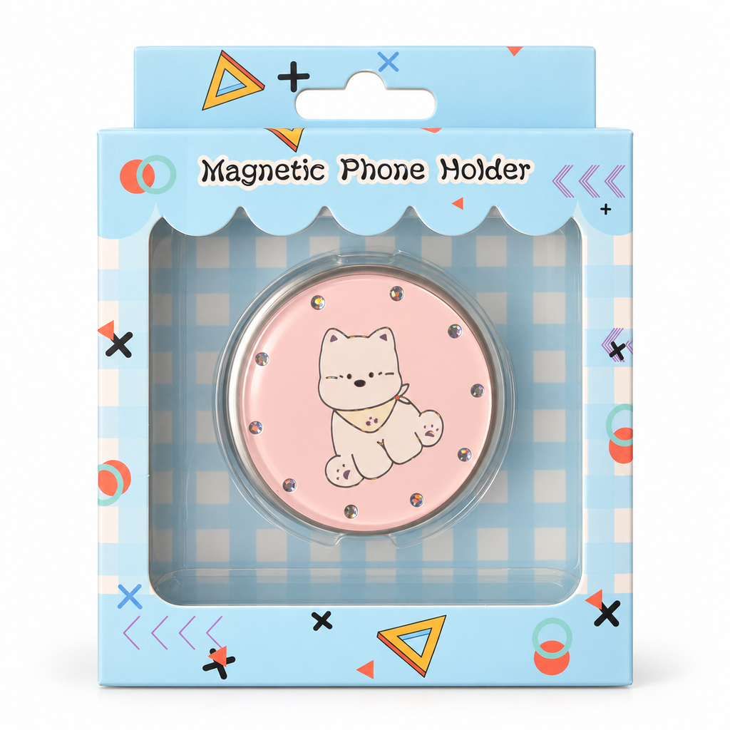 Cute Bandana Puppy Rhinestone MagSafe Stand | Sparkly Alloy Grip