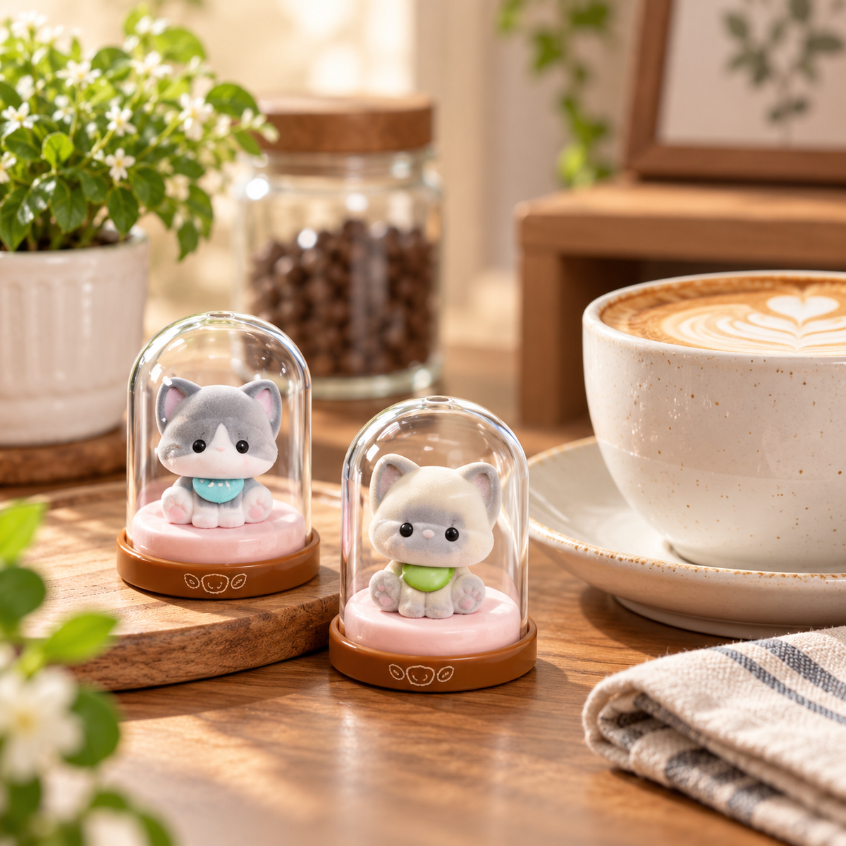 Meow Meow Dome Cats Blind Box – Flocked Kitten in Display Dome, 12 Breeds + 2 Secrets