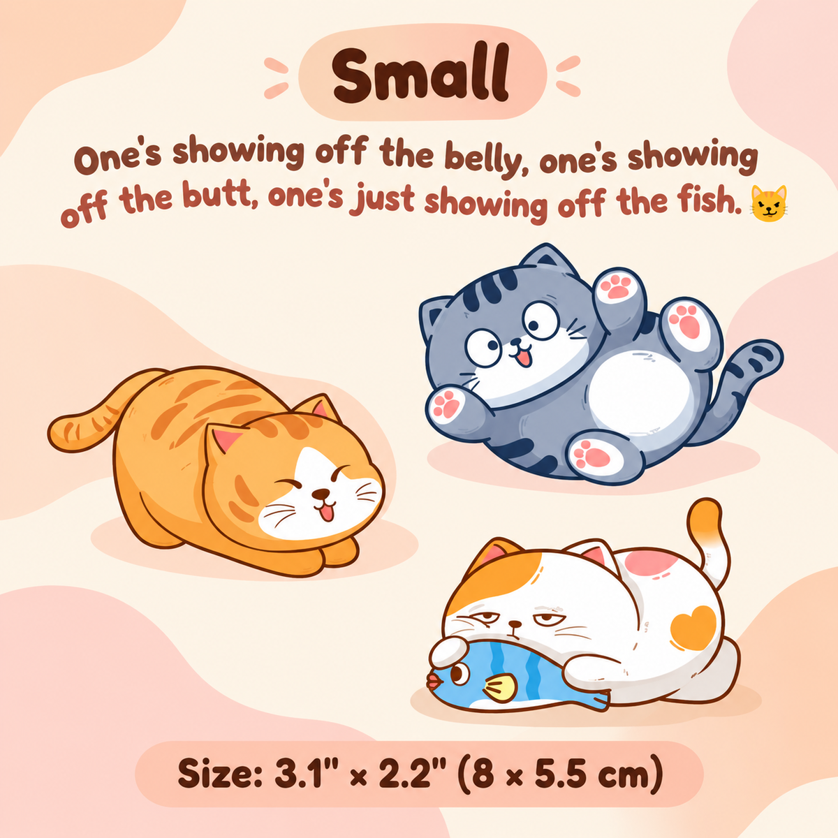 Cartoon Cat Trio Car Decal – Scratch Cover Sticker Set for Car Body & Bumper, Waterproof, 3 Styles & 3 Sizes