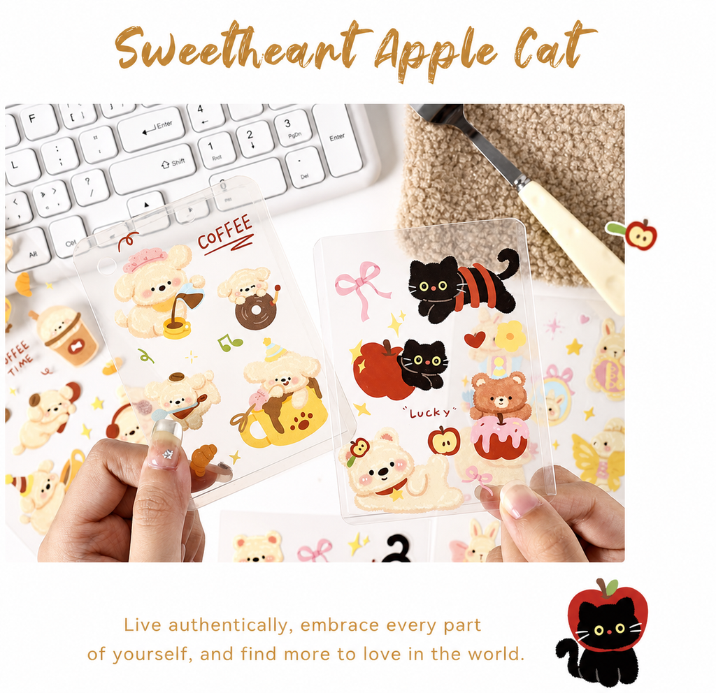 Cute Pet Tea Party Sticker Sheets | 4 sheets per pack, 3 Styles, PET