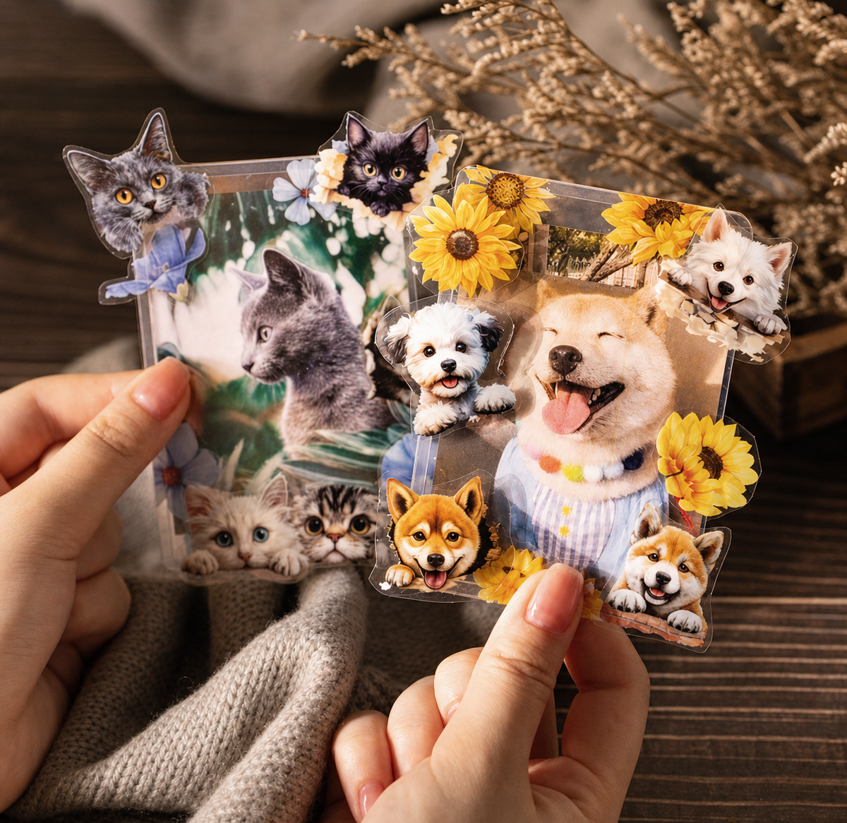 Cat and Dog Little Corner Die-Cut Washi Tape | 1 roll per pack, 6 Styles, PET