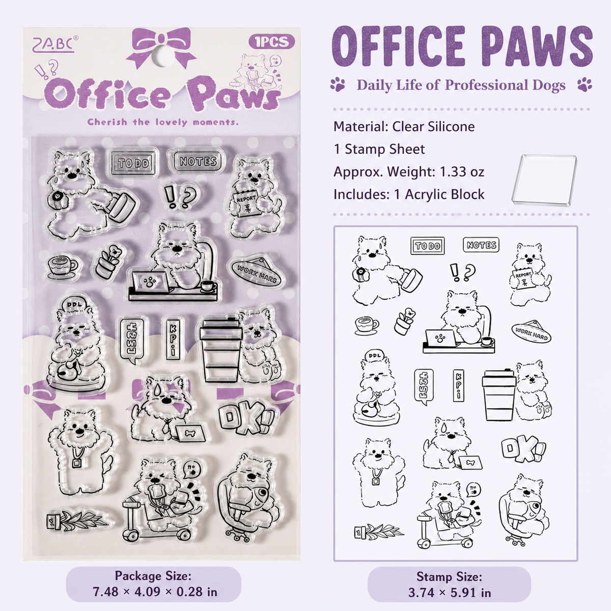 Stray Dog Clear Silicone Stamp Sheets | 4 Styles, with Free Acrylic Handle