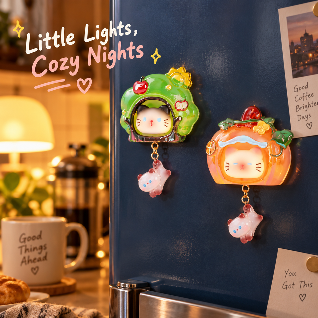 Meow Cottage – Light-Up Cat Fridge Magnet Blind Box, 6 Designs + 1 Secret (3%)
