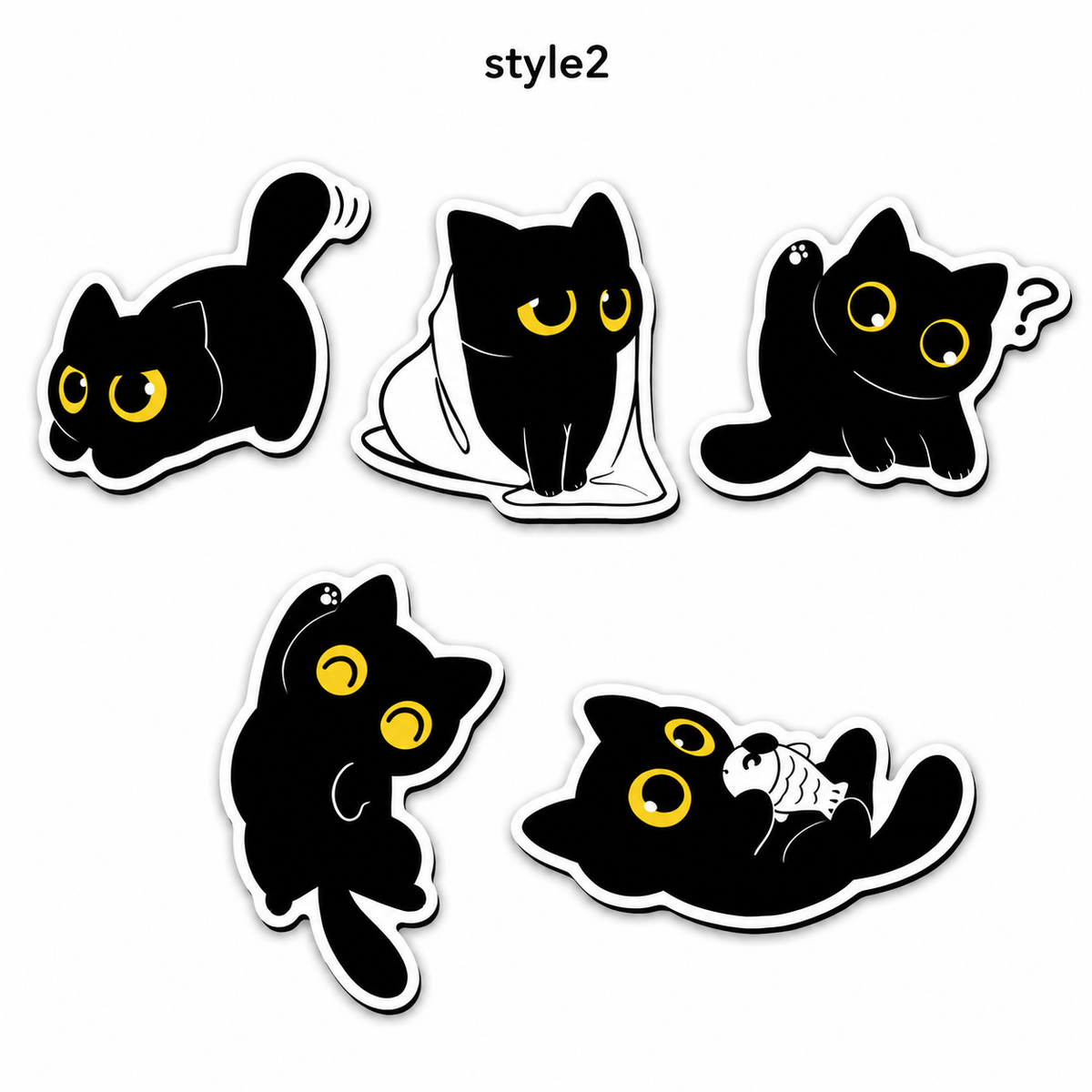 Black Cat Fridge Magnets — 5-Piece set & 20-Piece Set