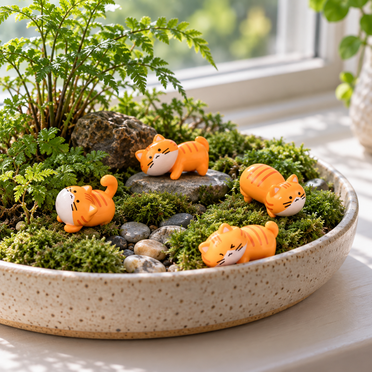 Tiny Tabby Pals – 8-Piece Mini Orange Cat Figurines Set
