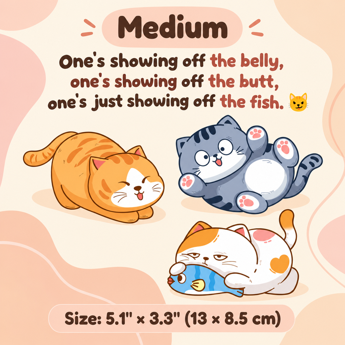 Cartoon Cat Trio Car Decal – Scratch Cover Sticker Set for Car Body & Bumper, Waterproof, 3 Styles & 3 Sizes