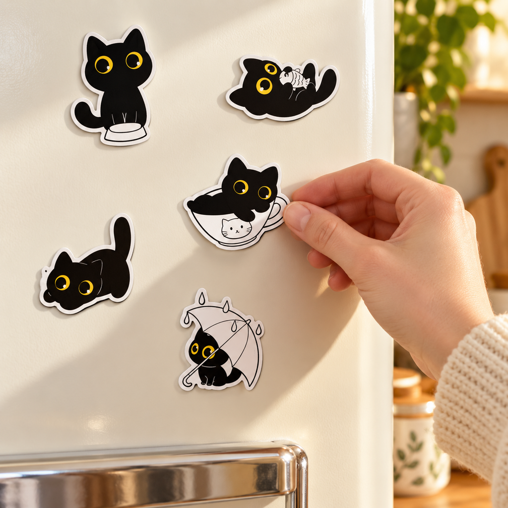 Black Cat Fridge Magnets — 5-Piece set & 20-Piece Set