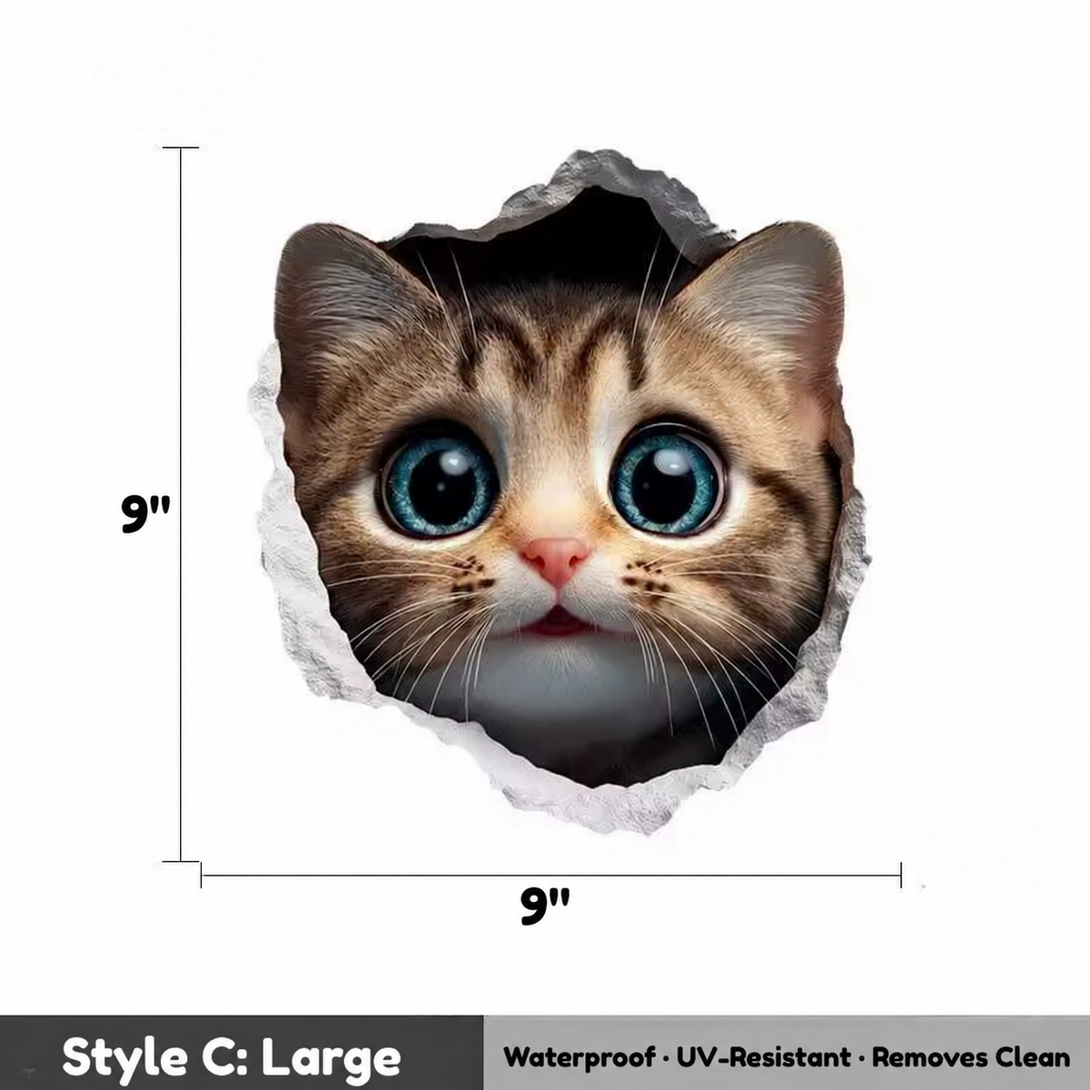 3D Cat Car Decal – Peeking Kitten Scratch Cover Sticker for Bumper & Car Body, Waterproof, 6 Styles & 3 Sizes