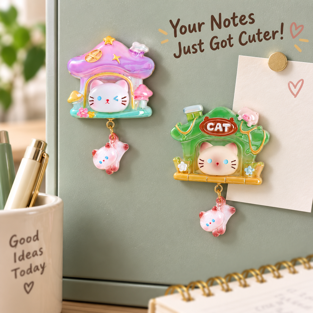 Meow Cottage – Light-Up Cat Fridge Magnet Blind Box, 6 Designs + 1 Secret (3%)