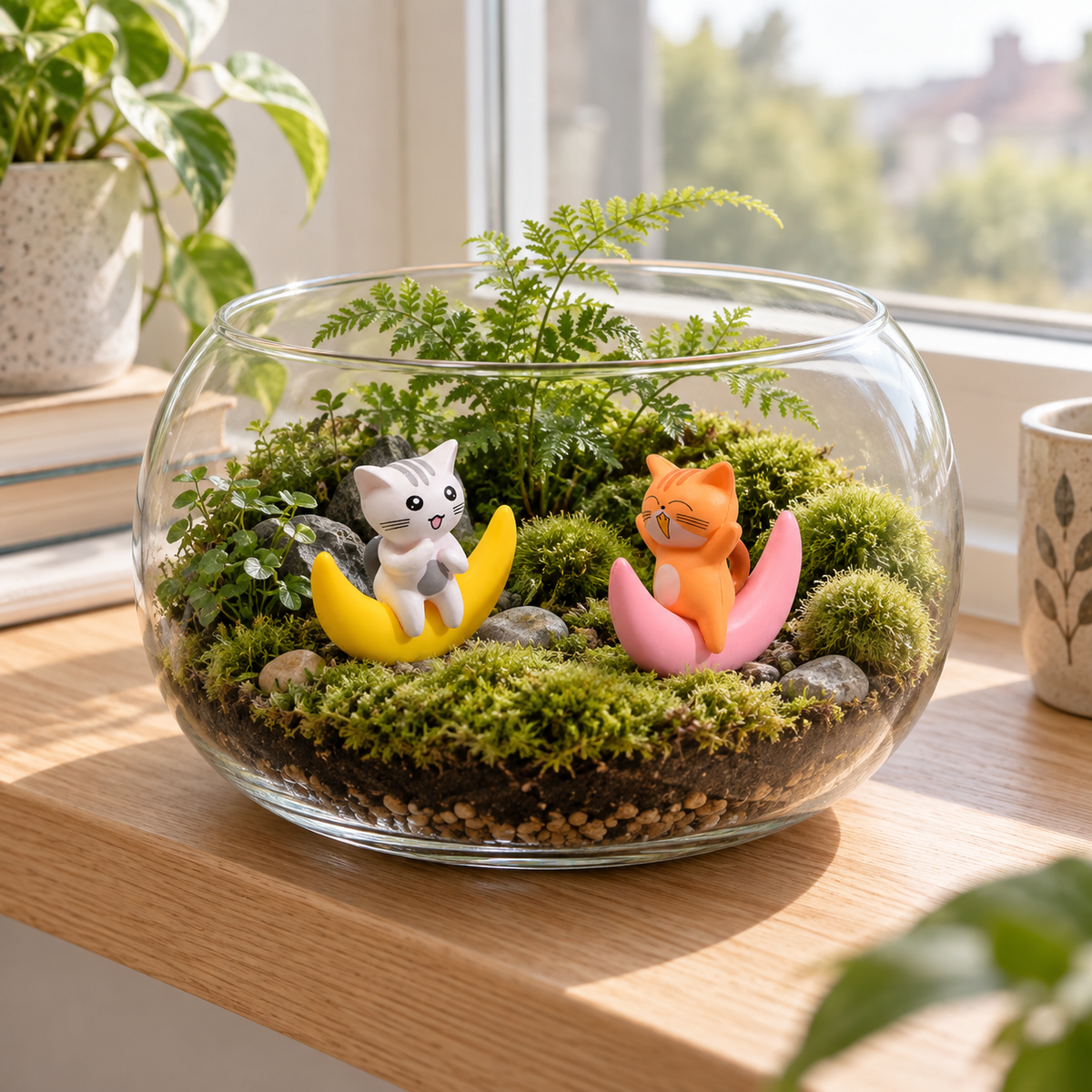 Moonlight Meow – Mini Cat on Crescent Moon Figurine