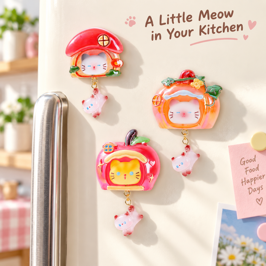 Meow Cottage – Light-Up Cat Fridge Magnet Blind Box, 6 Designs + 1 Secret (3%)