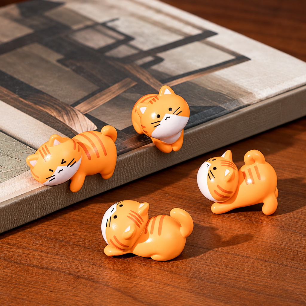 Tiny Tabby Pals – 8-Piece Mini Orange Cat Figurines Set