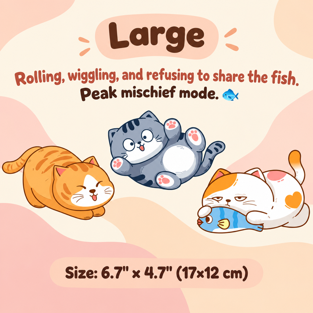 Cartoon Cat Trio Car Decal – Scratch Cover Sticker Set for Car Body & Bumper, Waterproof, 3 Styles & 3 Sizes