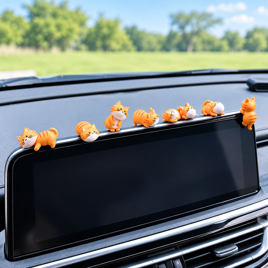 Tiny Tabby Pals – 8-Piece Mini Orange Cat Figurines Set