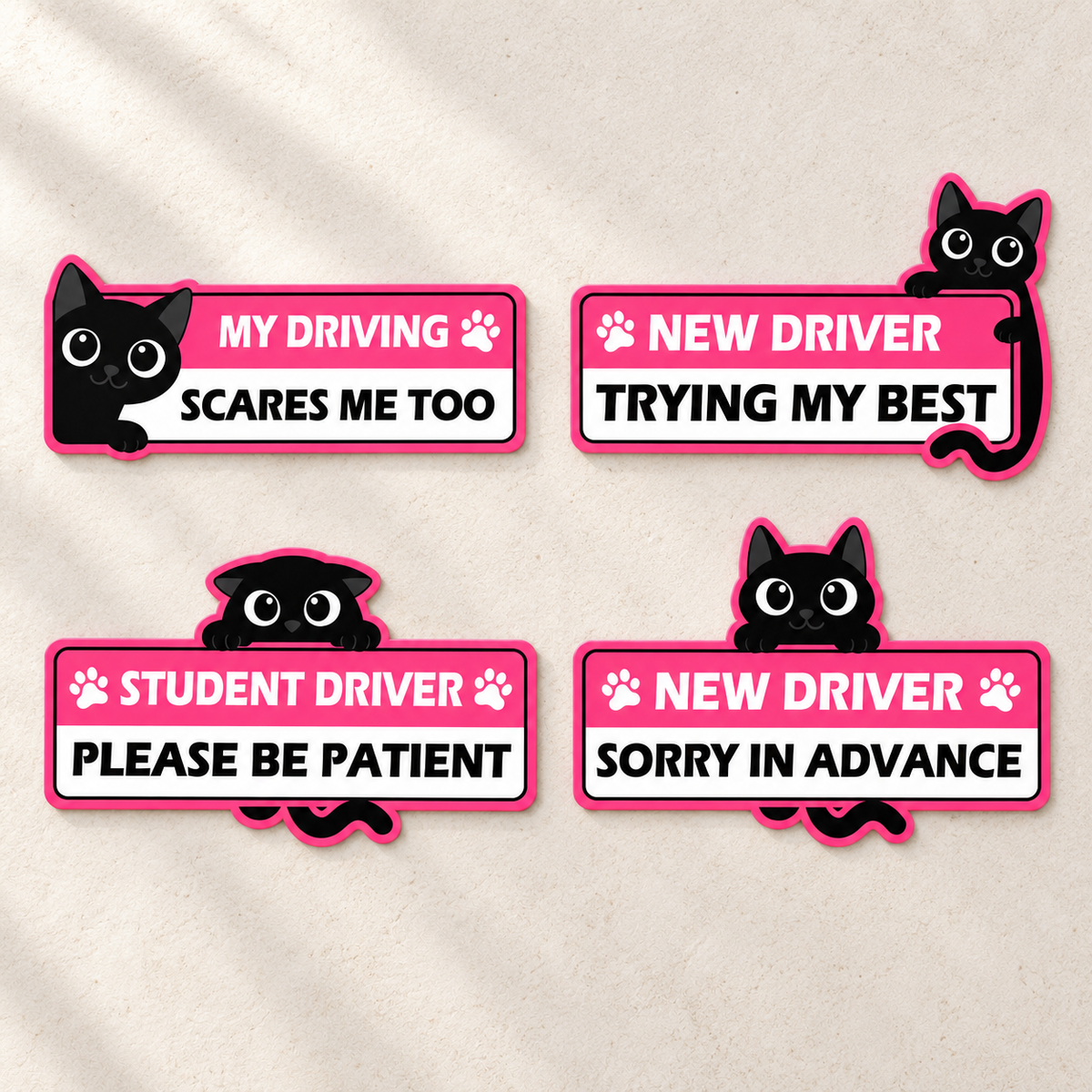 Purrfectly Learning — Glow-in-the-Dark Cat Car Magnets 🐾 ｜4 Designs