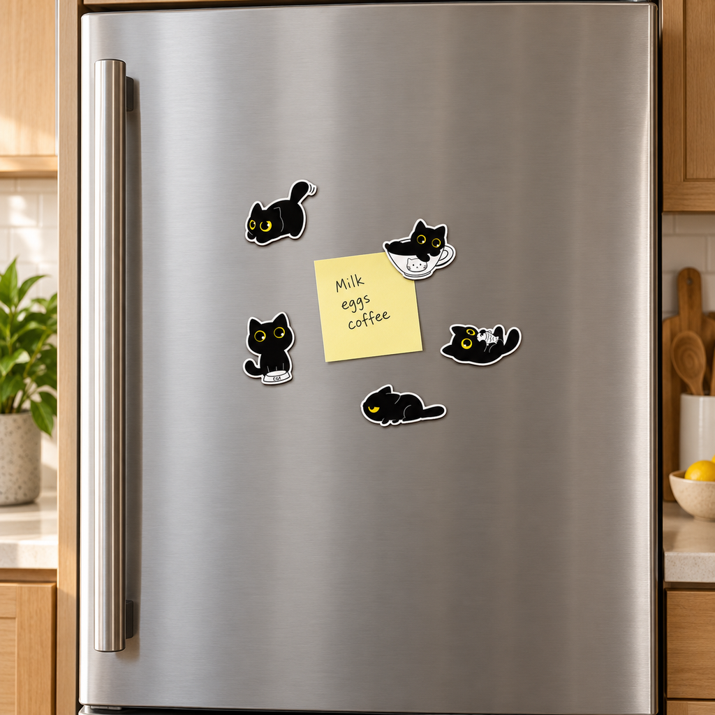 Black Cat Fridge Magnets — 5-Piece set & 20-Piece Set