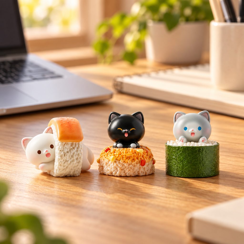 Meow Sushi Kitchen Blind Box – Cute Sushi Cat Figurines, 6 designs + 1 secret(1 Box / Full Set)