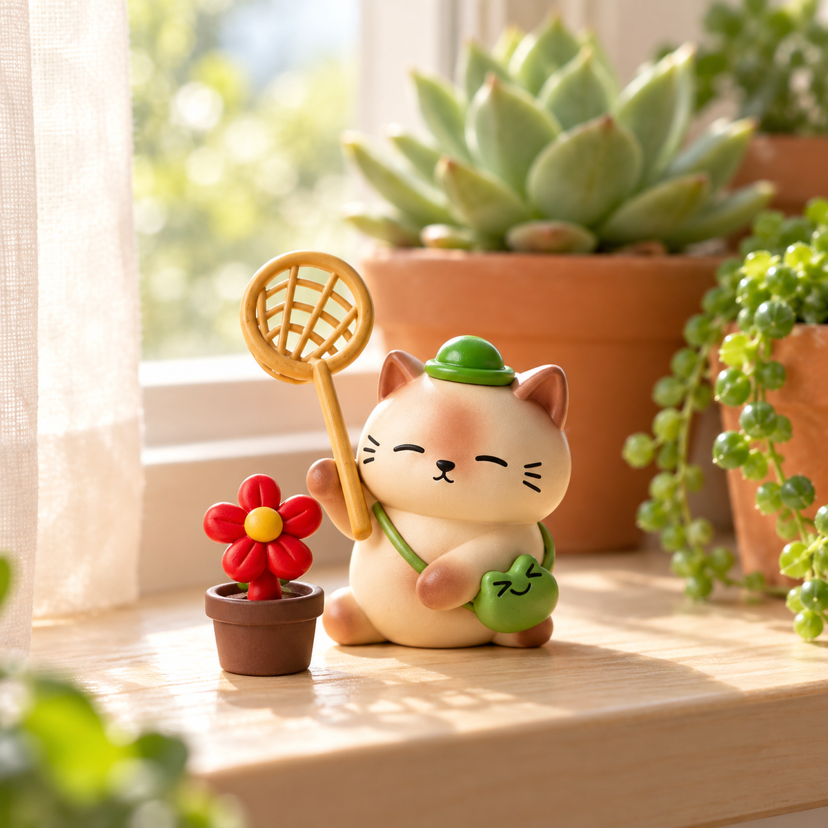 Meow Meow Slow Life Blind Box – Cute Resin Cat Figurines, 6 designs + 1 secret (1 Box / Full Set)