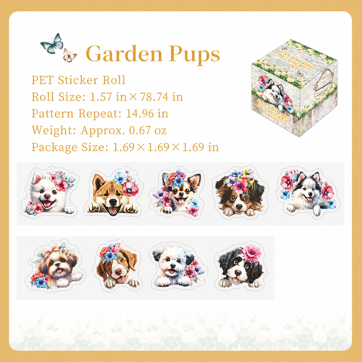 Cat and Dog Little Corner Die-Cut Washi Tape | 1 roll per pack, 6 Styles, PET