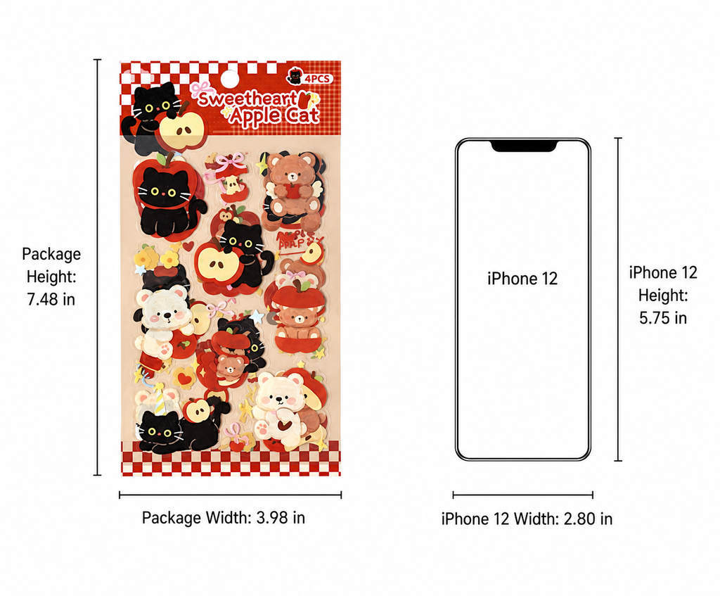 Cute Pet Tea Party Sticker Sheets | 4 sheets per pack, 3 Styles, PET