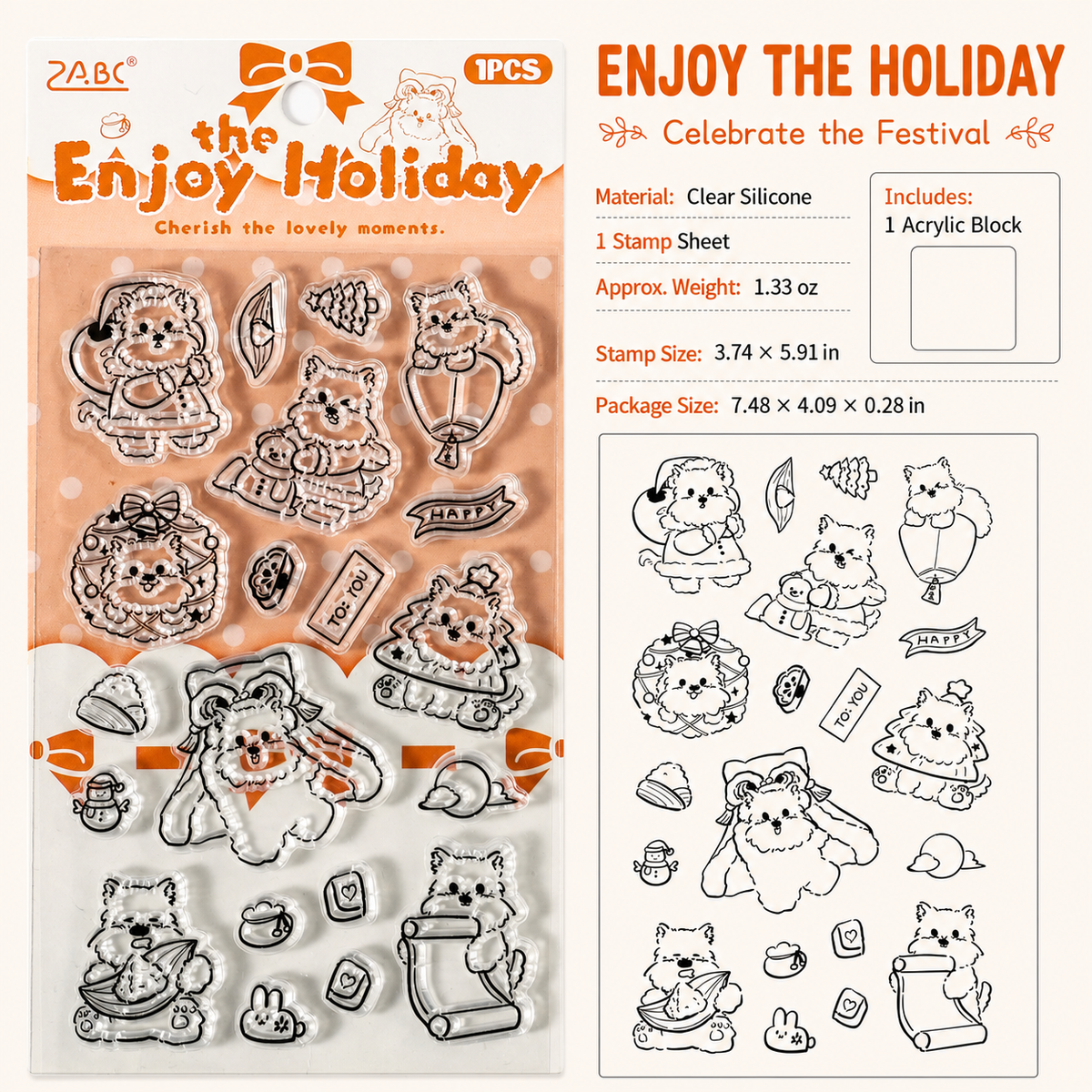 Stray Dog Clear Silicone Stamp Sheets | 4 Styles, with Free Acrylic Handle