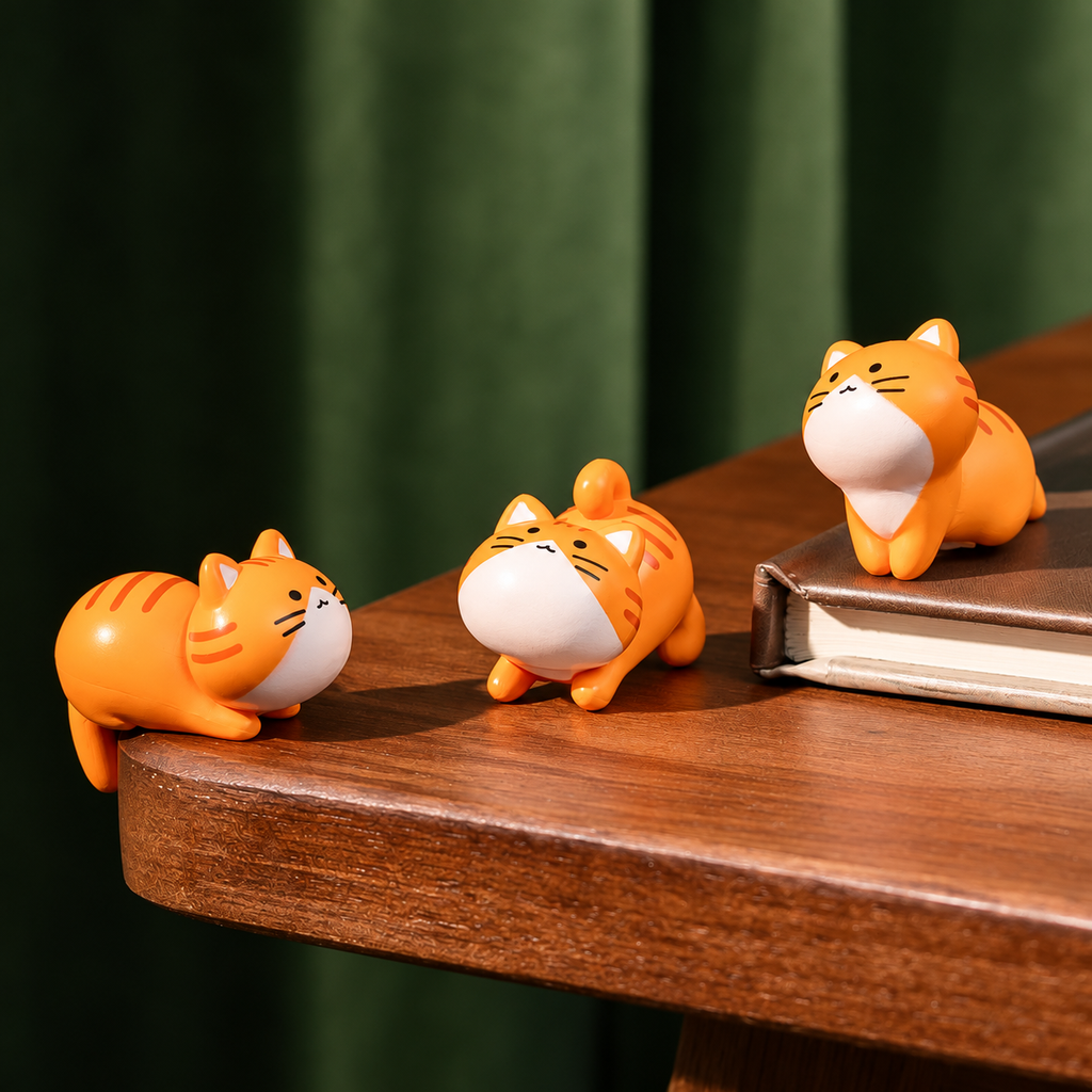 Tiny Tabby Pals – 8-Piece Mini Orange Cat Figurines Set