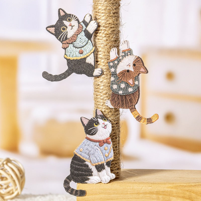 Felt Embroidery Cat & Dog Paper Sticker Flakes – 20 Pcs Stitched(6 Styles)