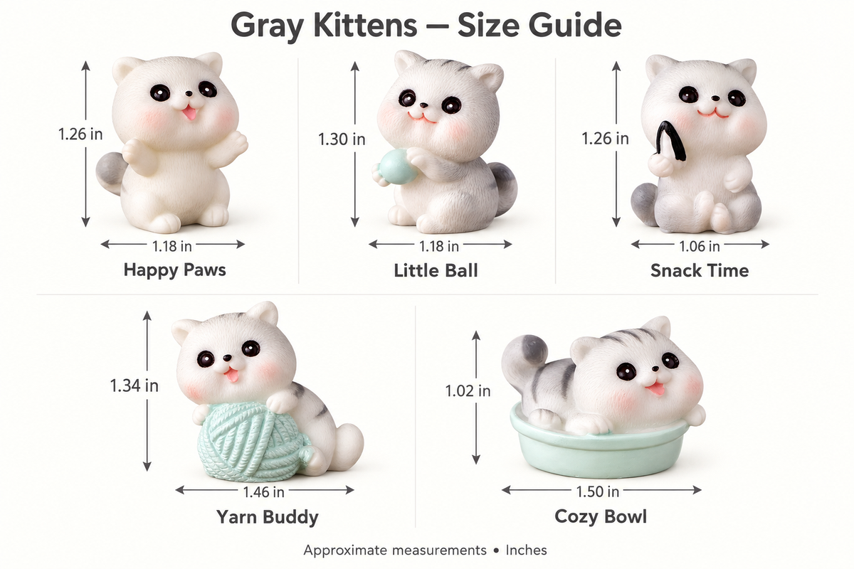 Cozy Kitten Crew – 5-Piece Mini Cat Figurine Set