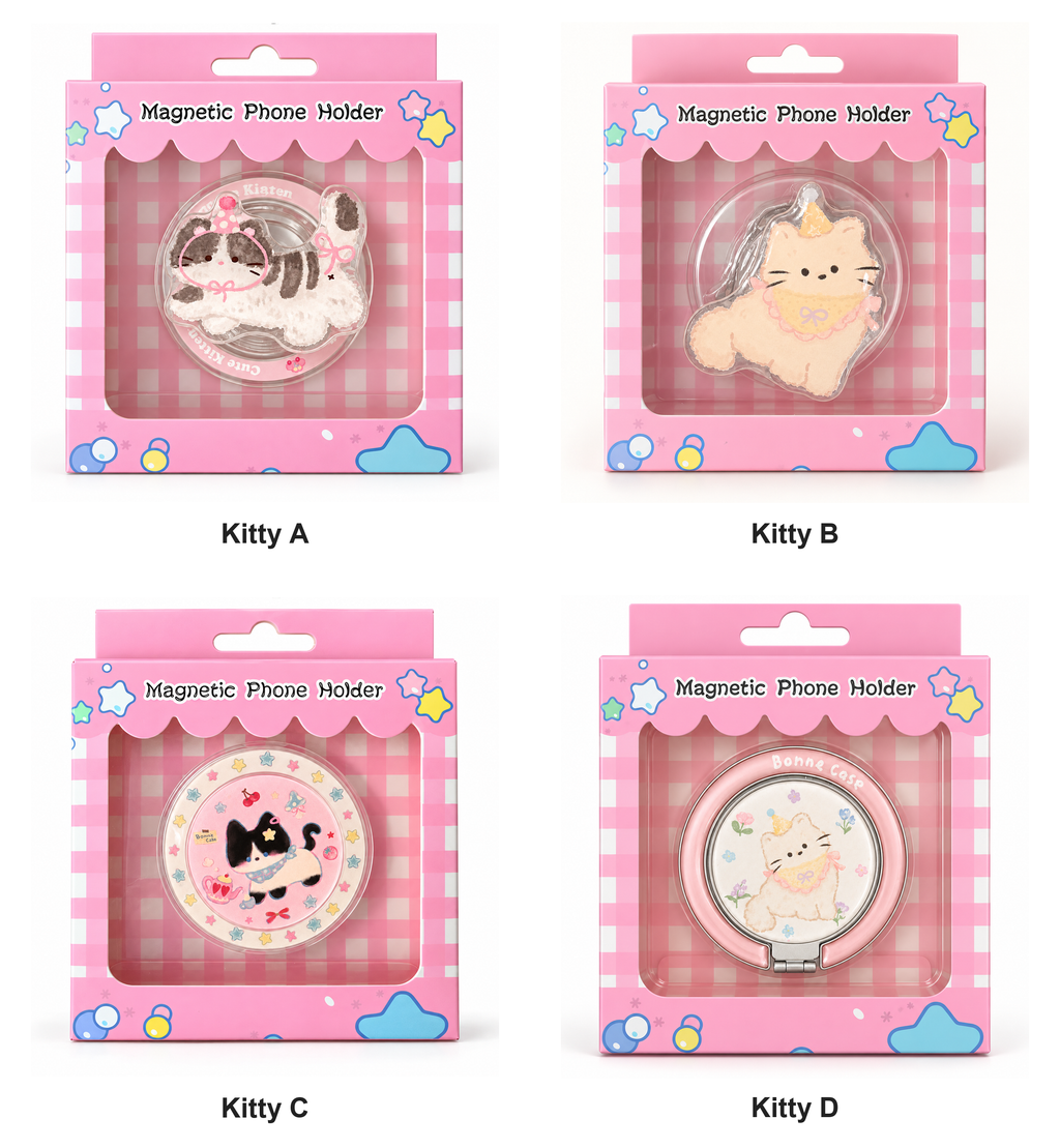 Kitty Drop MagSafe Phone Stand & Grip – Glossy Resin Magnetic Kickstand (8 Styles)