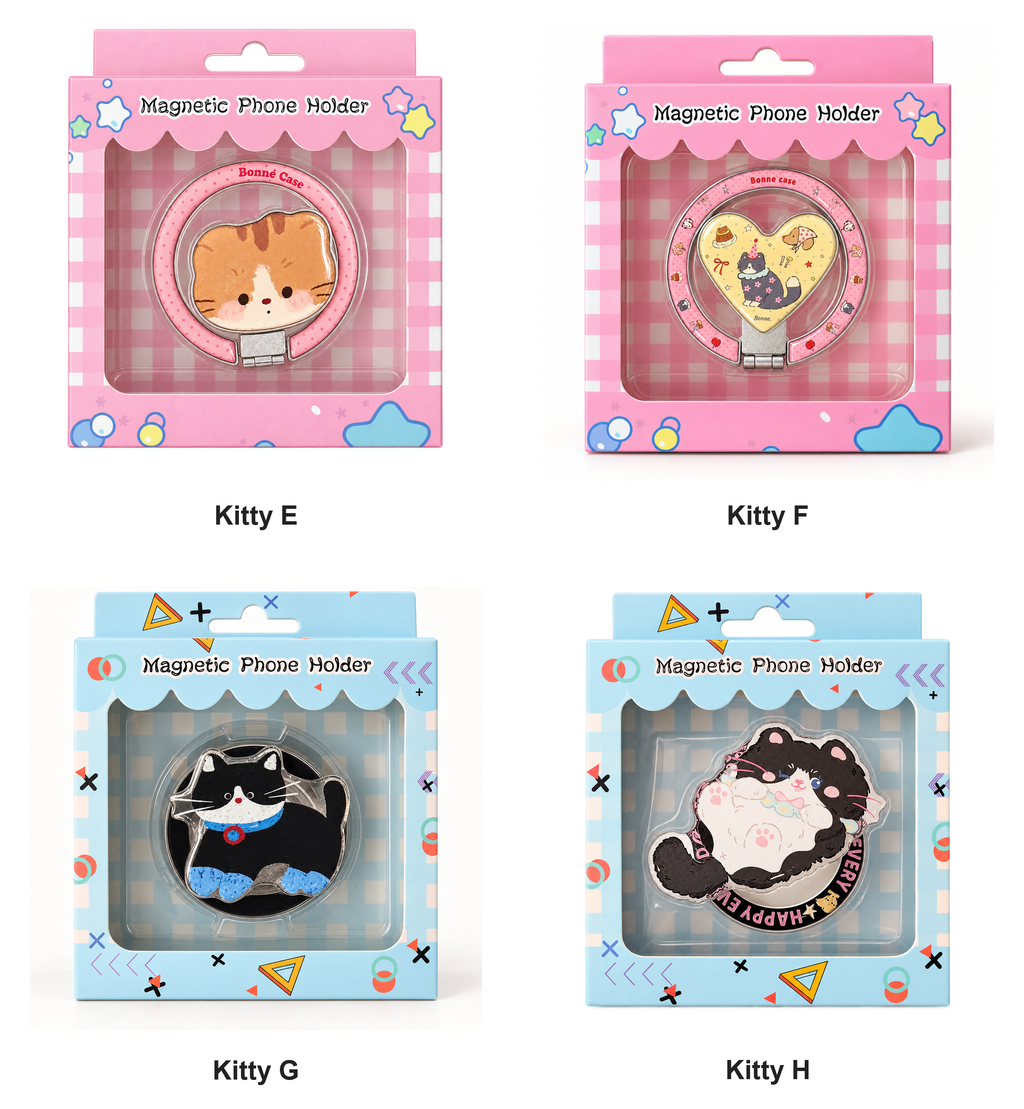Kitty Drop MagSafe Phone Stand & Grip – Glossy Resin Magnetic Kickstand (8 Styles)