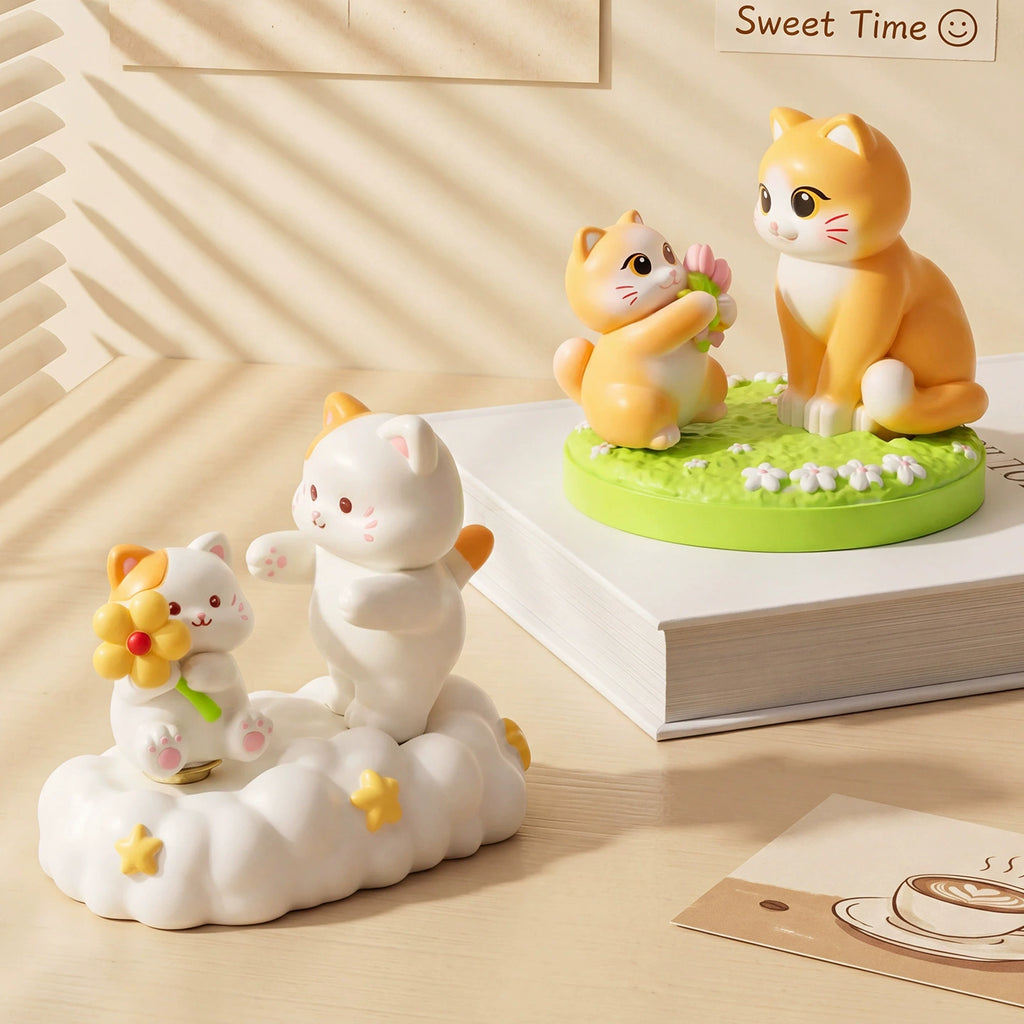 Interactive Spinning Cat Figurine – Cloud & Garden Designs｜2 Styles