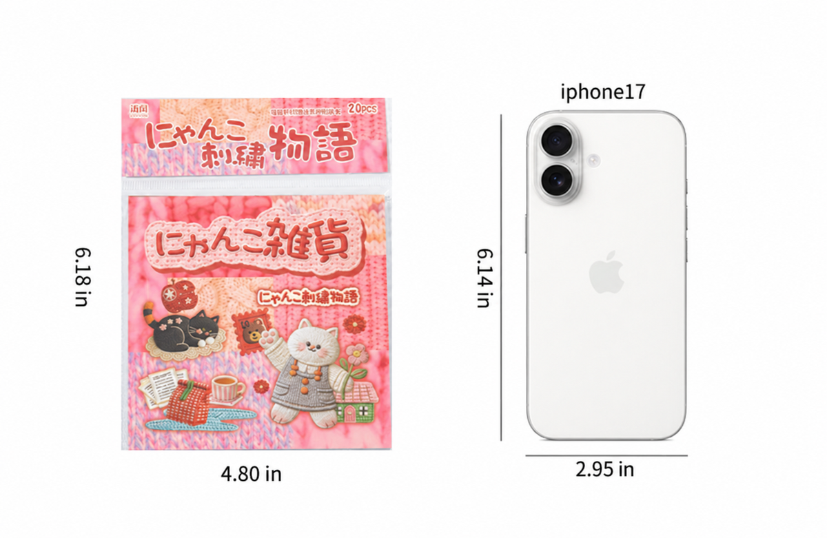 Kitty Daily Life (Pink) Meow Knit Story sticker book packaging, measuring 4.80 by 6.18 inches.