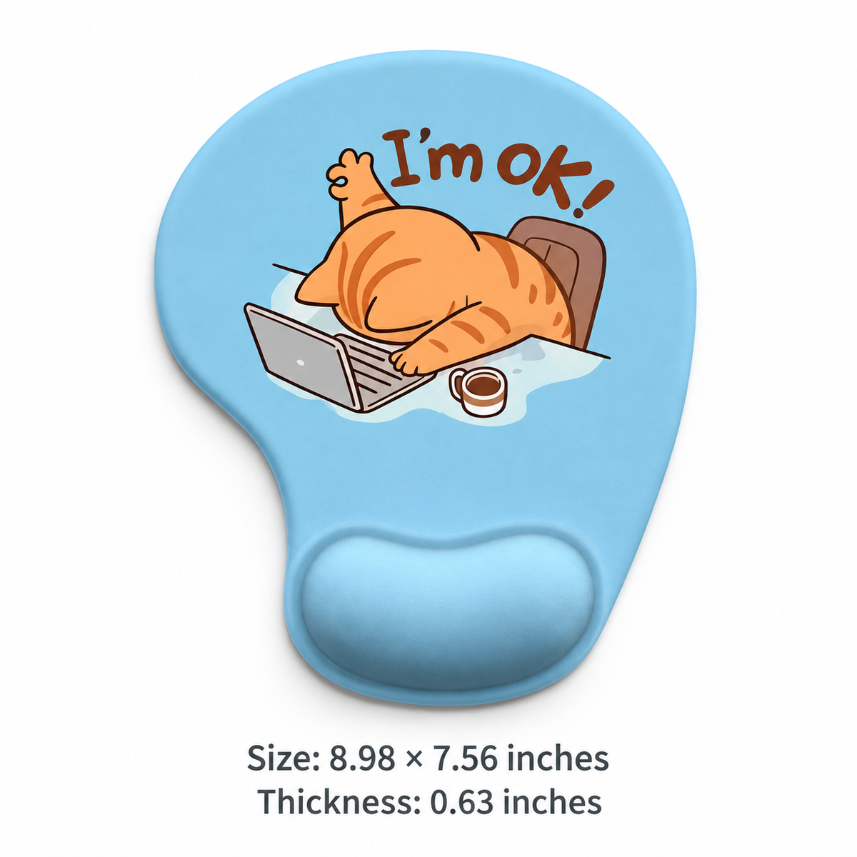 Cute Cat Mouse Pad with Silicone Wrist Rest, 12 Breeds