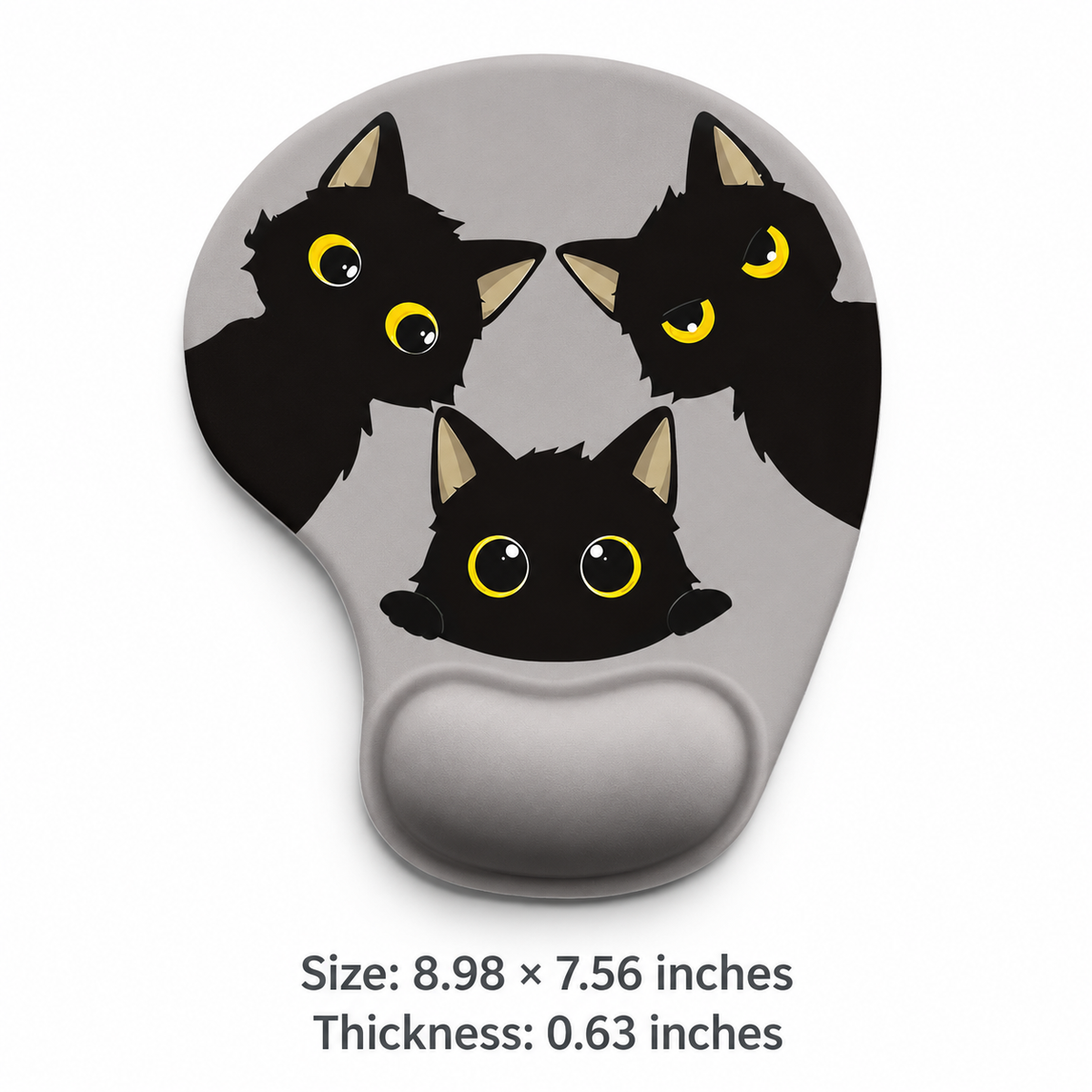 Cute Cat Mouse Pad with Silicone Wrist Rest, 12 Breeds