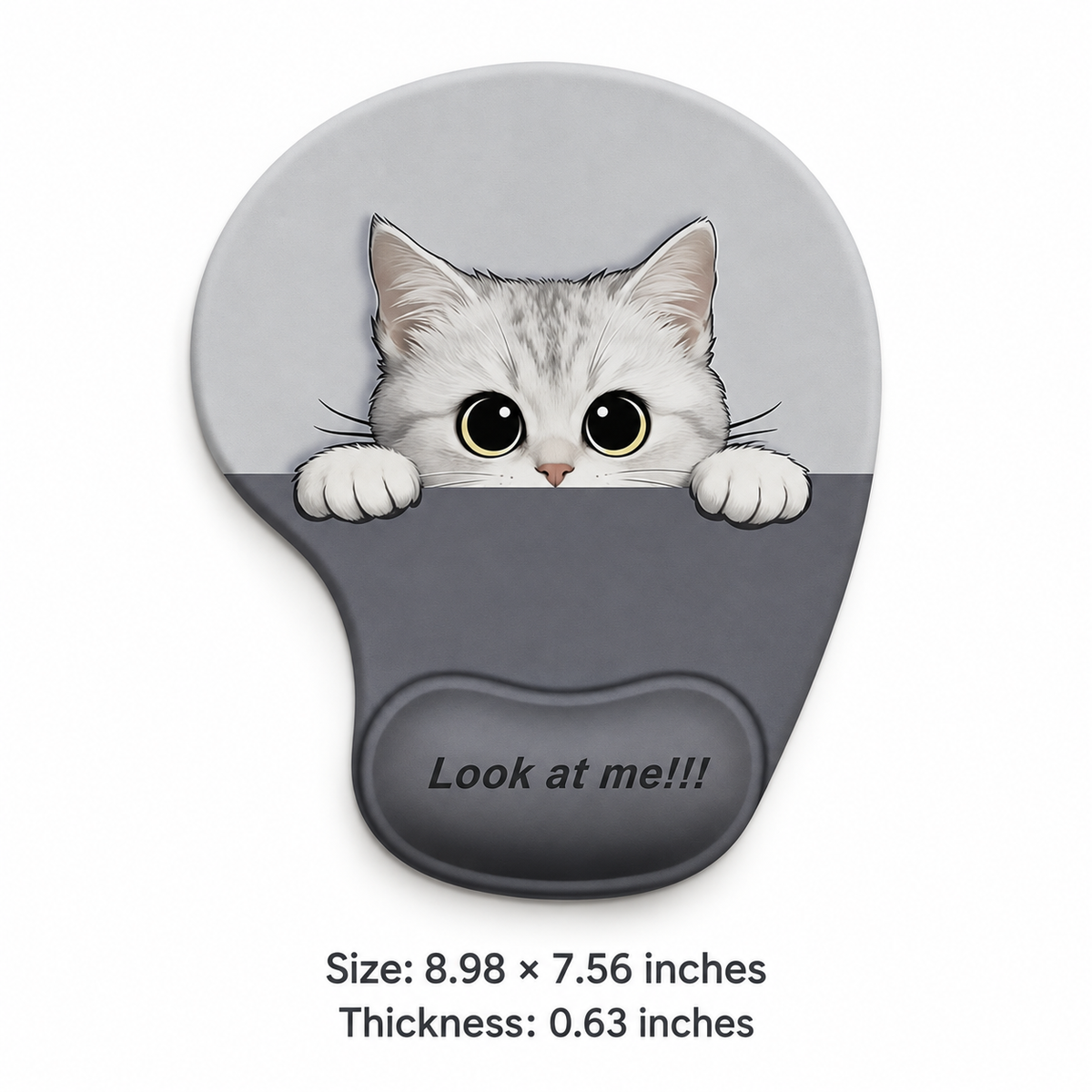 Cute Cat Mouse Pad with Silicone Wrist Rest, 12 Breeds